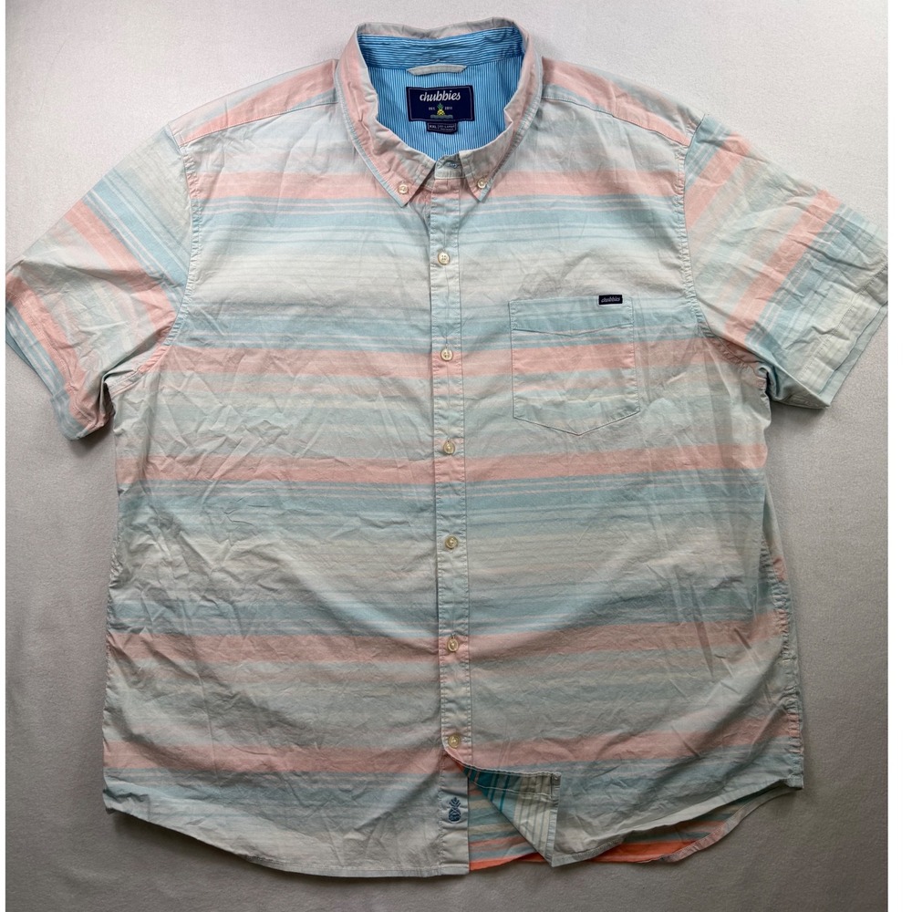 Chubbies Mens XXL Striped Short Sleeve Button Down Shirt Preppy Coastal